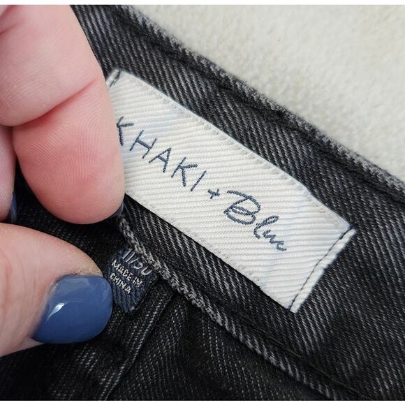 Black Embroidered Butterfly Cut off Jean SHORTS Size 11 Khaki+Blue - Picture 6 of 9